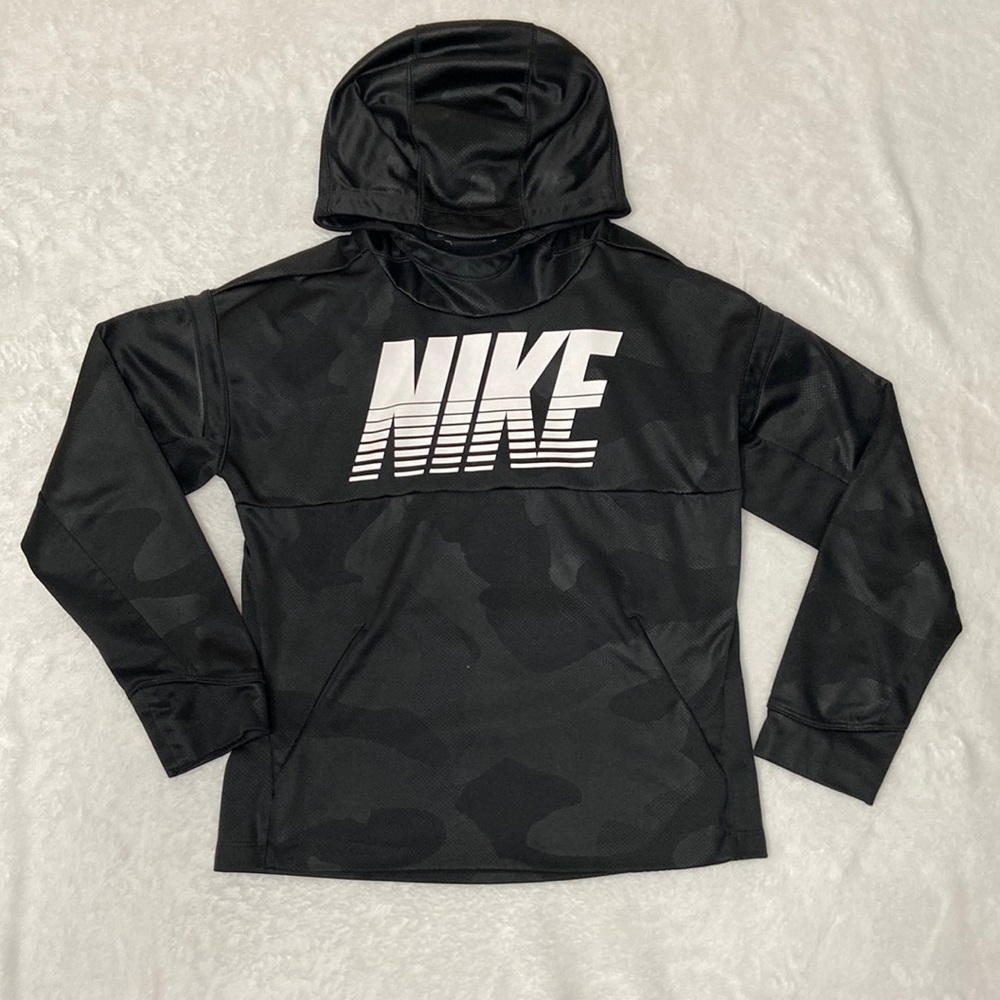 Boys youth medium nike dri-fit hoodie black camo